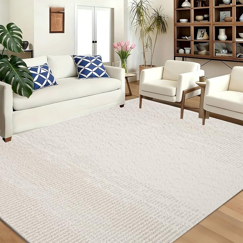 Large Modern Neutral-Toned Striped Suitable for Living Room, Bedroom, Office Rug - Handmade Large with Backing, Machine Washable Soft Neutral Striped, Jumbo Sizes for Hallway, Dining Room, Entryway Decor