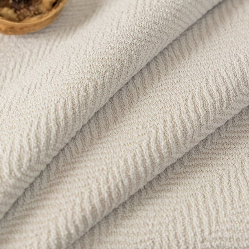 2pcs of Lightweight Luxury Beige Herringbone Patterned Blackout Thermal Sunshade Chenille Curtains for Bedroom And Living Room