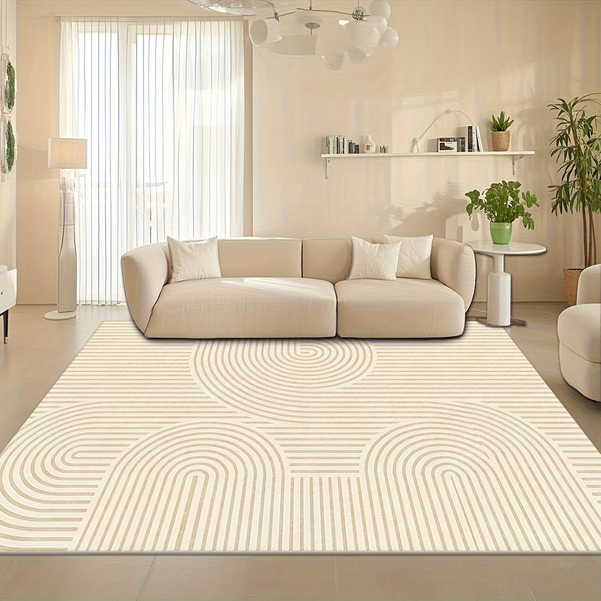 2D Digital Print Curved Pattern Home Decor Carpet | Machine Washable, Non-Shedding, Pet-Friendly, Suitable for Living Rooms, Bedrooms, Entryways, Offices, Hotels, Cafes, Guesthouses, and Cottages, Made by ZULIDA