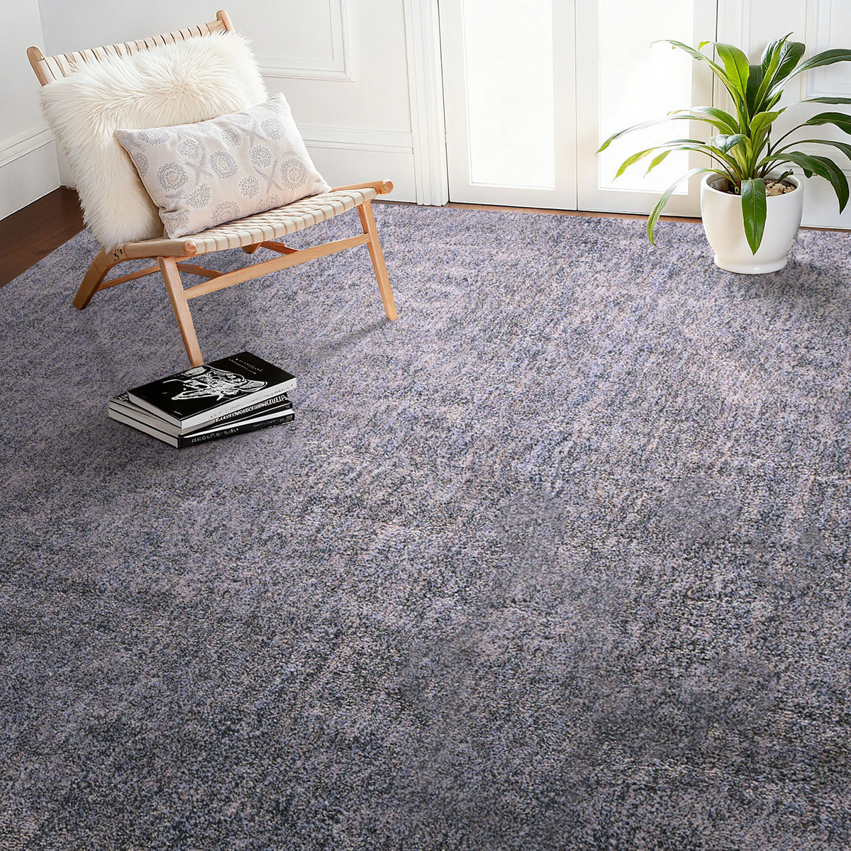 VEVOR Indoor Plush Area Rugs, 8 x 10 ft \u002F 9 x 12 ft Plush Carpet, Area Rugs Furry with Long Plushs Pile, Thick & Durable High-Pile Rug for High-Traffic Areas, Bedroom, Non-Shedding & Non-Slip Backing, Beige\u002FBlue-Gray