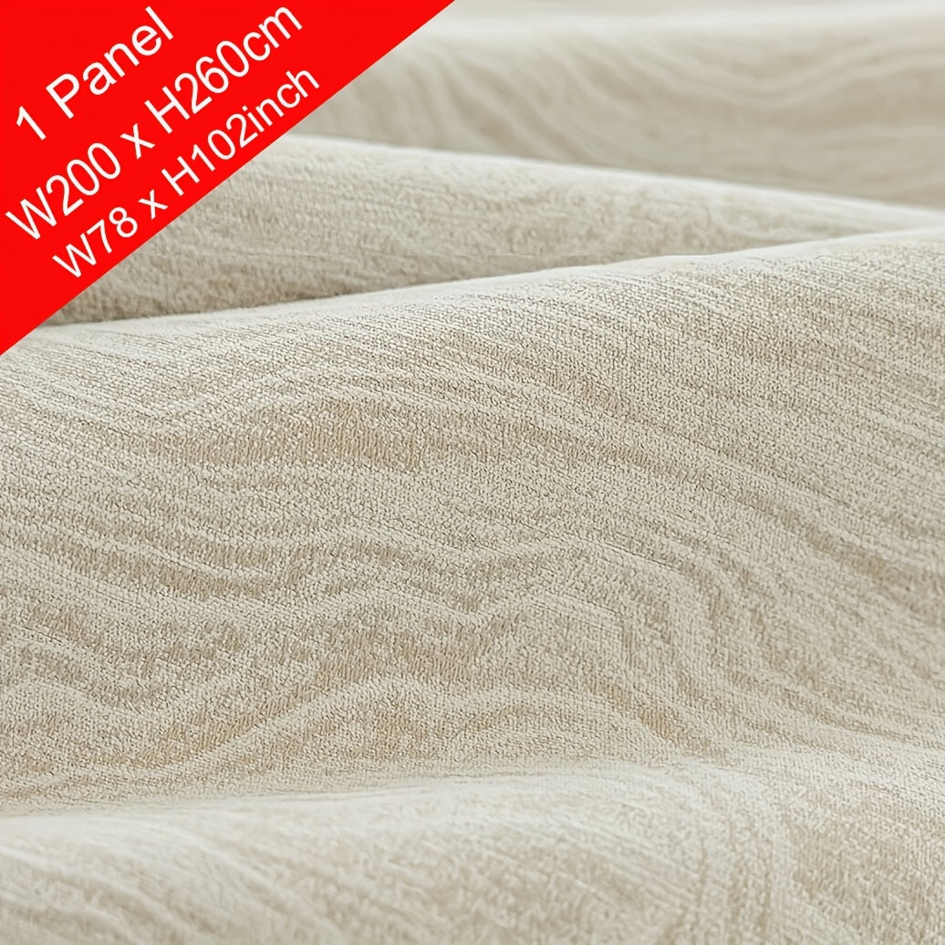 1pc, French Light Luxury Oak Grain Texture Chenille Curtain, 90% High Shading Thickened Curtain, Suitable for Living Room, Bedroom, Villa Home Decoration