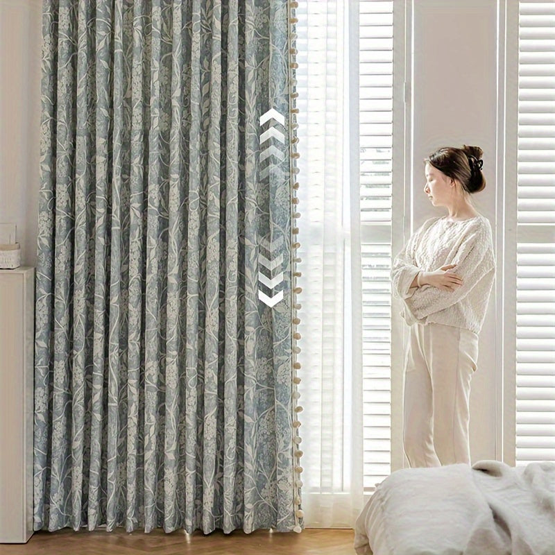 2pcs French Romantic Chenille Jacquard Flowers High Temperature Fixed Blackout Curtains for Living Room Bedroom Door Window Multi Functional Hook Northern Europe Curtain Bedroom Living Room Home Decor Fabric Partition Drapes