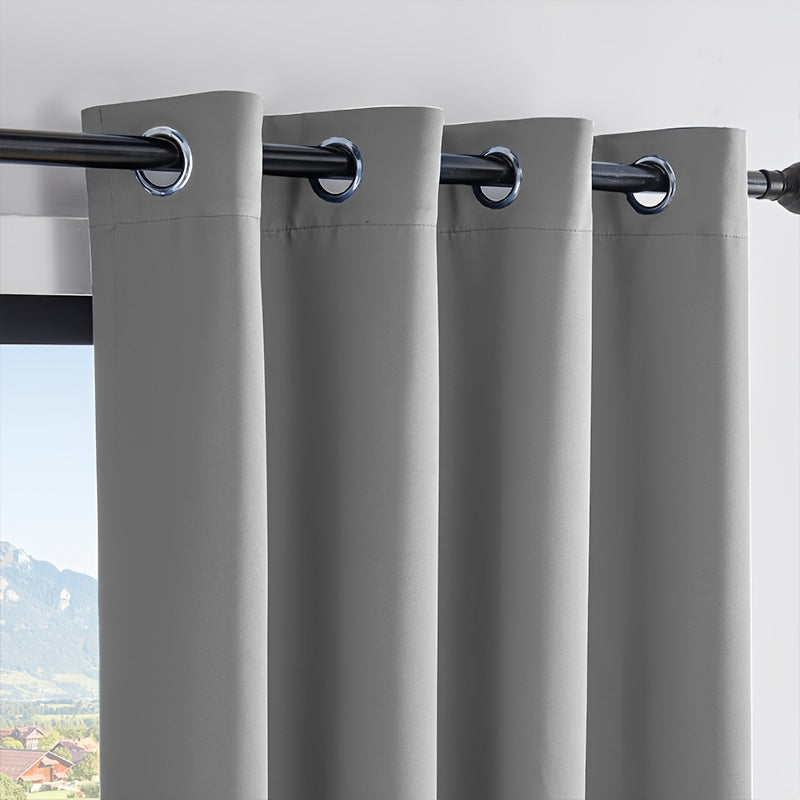 Living Room Bedroom Partition Divider 4-Pack Solid Thermal Blackout Curtains Double-Sided Top Grommet Hanging System