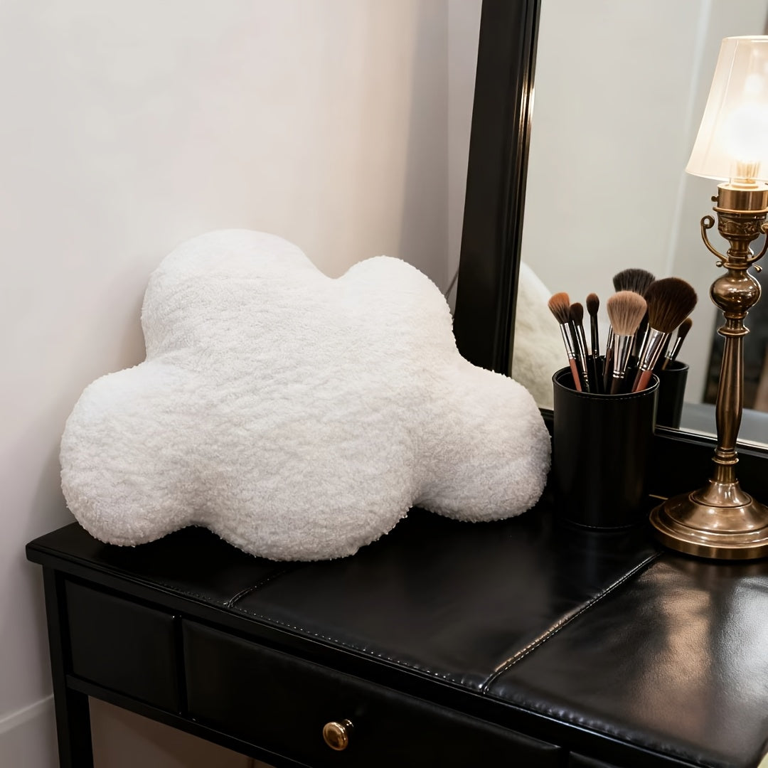 Large White Cloud-Shaped Plush Pillow Cushion - Oversized Grey & White Cloud Bed Sofa Couch Decor, Machine-Washable All-Season Stuffed Cushion with Soft Fill (20.87x14.57inch) for ' Room,,