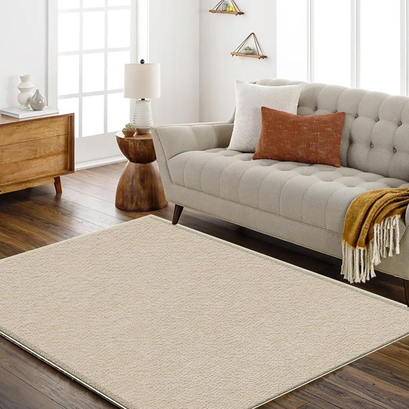New Arrivals - Solid - Colored Beige Decorative Rug: Large Living Room Rug, Large Bedroom Rug, Study Rug, Entryway Rug, Hallway Rug. Easy to Care for and Clean, Machine Washable, Suitable for All Seasons. A High - Quality Home Decor Choice