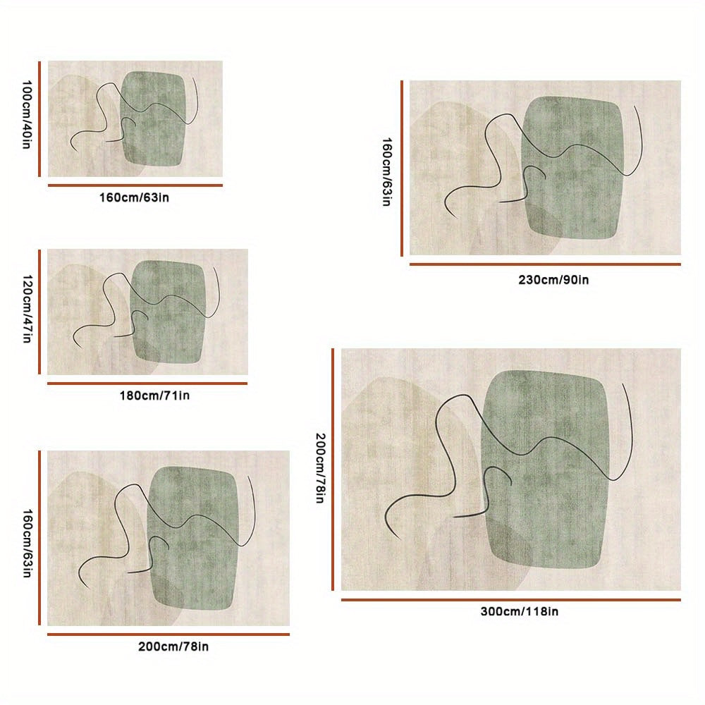 Cream-Style Green Abstract Living Room Rug, Minimalist Sofa And Coffee Table Mat, Home Floor Mat Suitable for Living Rooms, Bedrooms, Dining Rooms, Offices, Coffee Shops, Game Rooms, Hotels, And Pet Rooms As a Home Decor Rug