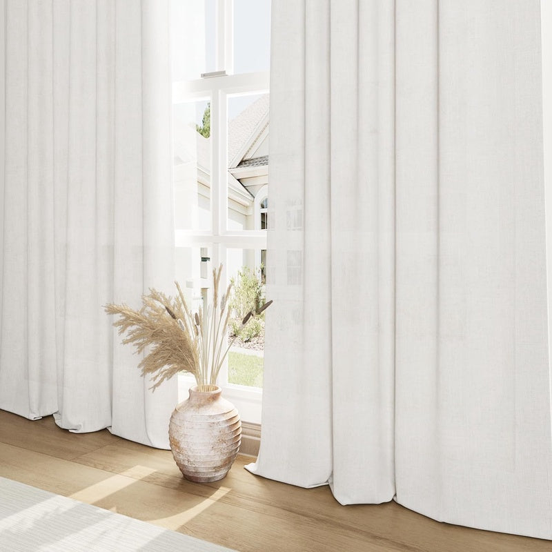 Hokibero 144 Inch Curtains for Living Room Back Tab Extra Long 12 Foot Drapes Sheer Ivory Linen Curtains 144 inch Long for Floor to Ceiling Great Room High Window Sliding Door 12FT Natural 1 Panel