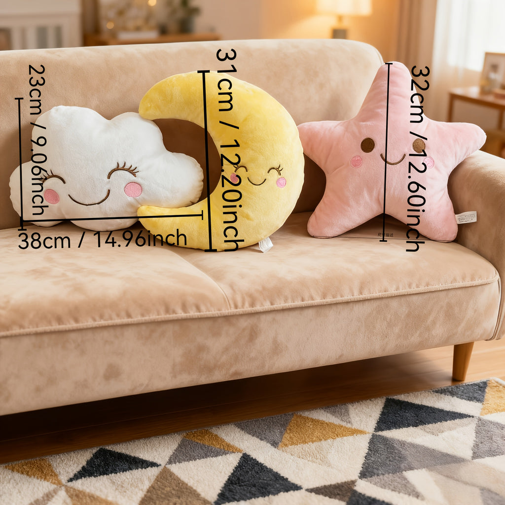 3pcs Cloud, Pillows | Polyester, Machine Washable, Multipurpose Use, Modern Style, All-Season