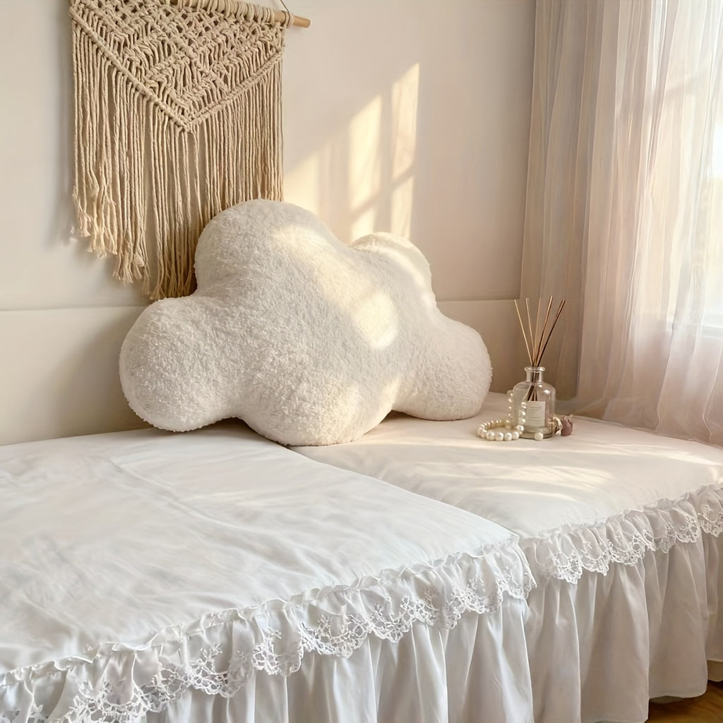 Large White Cloud-Shaped Plush Pillow Cushion - Oversized Grey & White Cloud Bed Sofa Couch Decor, Machine-Washable All-Season Stuffed Cushion with Soft Fill (20.87x14.57inch) for ' Room,,