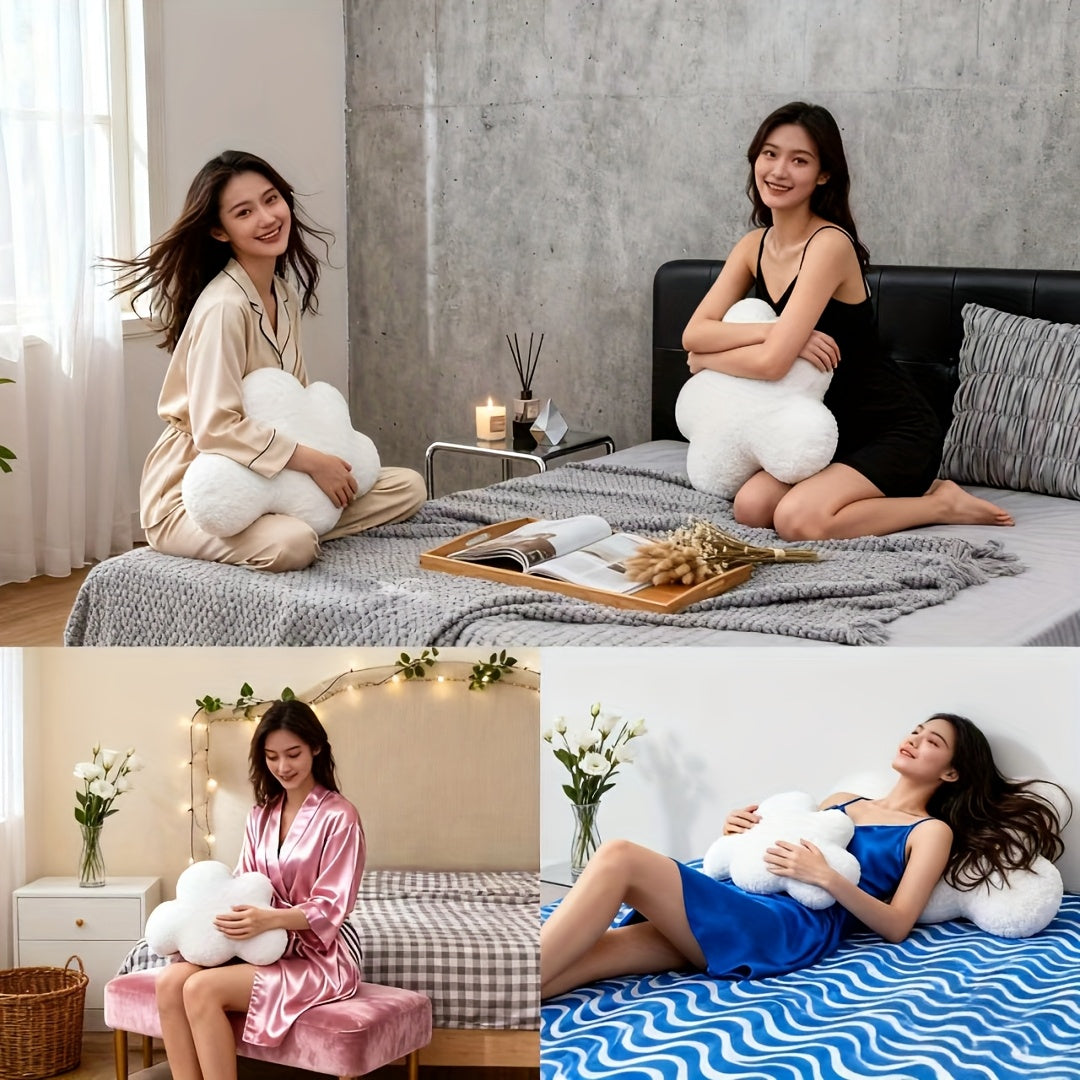 Large White Cloud-Shaped Plush Pillow Cushion - Oversized Grey & White Cloud Bed Sofa Couch Decor, Machine-Washable All-Season Stuffed Cushion with Soft Fill (20.87x14.57inch) for ' Room,,