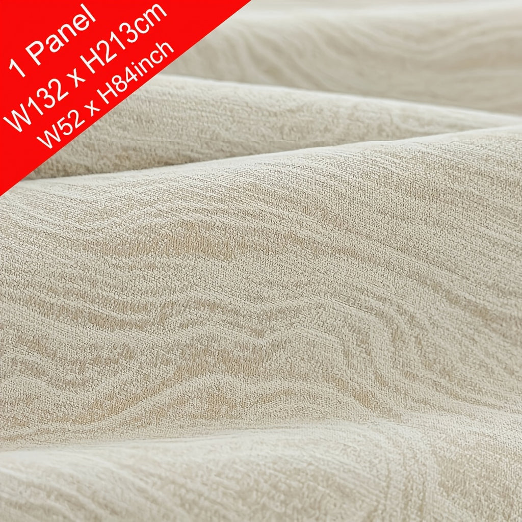 1pc, French Light Luxury Oak Grain Texture Chenille Curtain, 90% High Shading Thickened Curtain, Suitable for Living Room, Bedroom, Villa Home Decoration