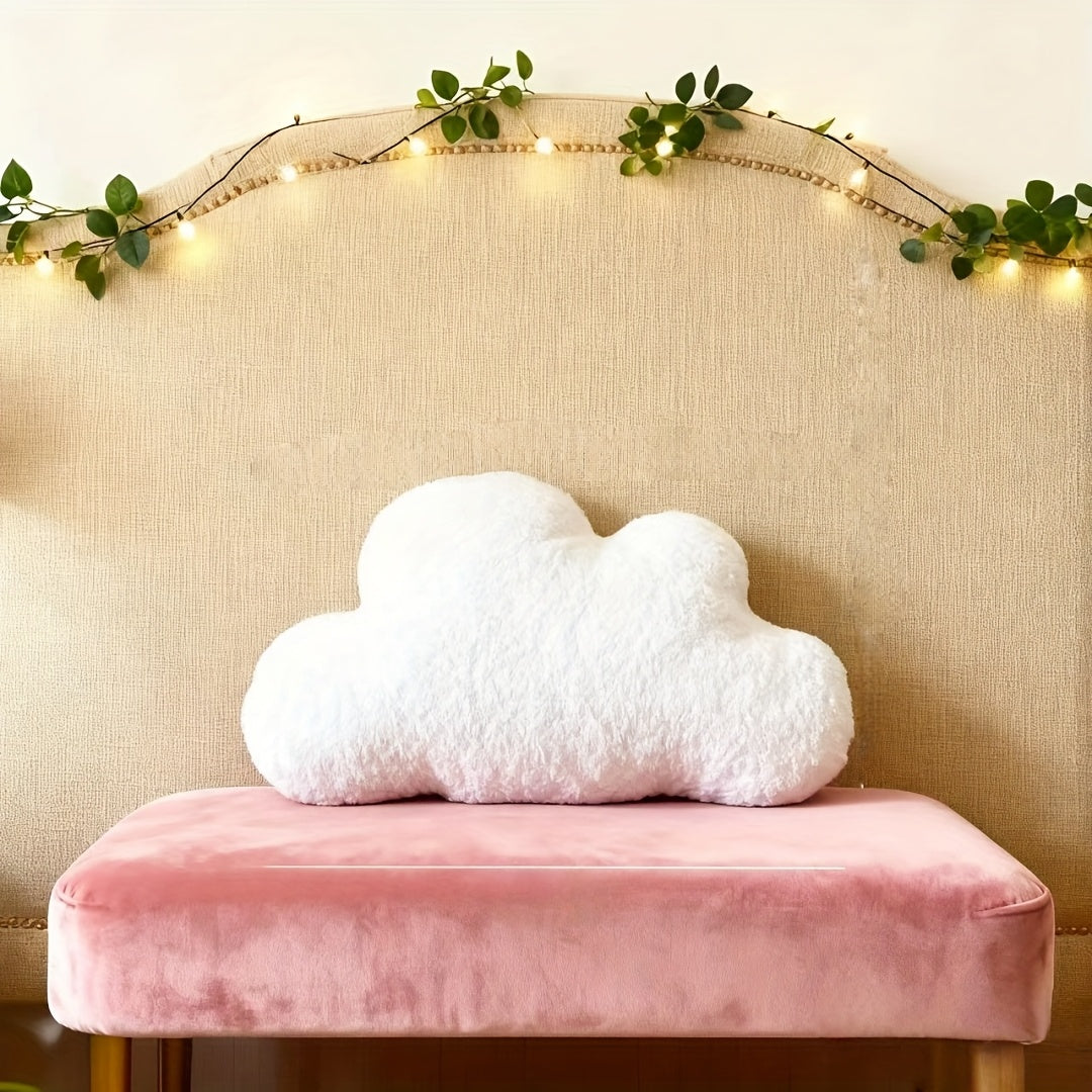 Large White Cloud-Shaped Plush Pillow Cushion - Oversized Grey & White Cloud Bed Sofa Couch Decor, Machine-Washable All-Season Stuffed Cushion with Soft Fill (20.87x14.57inch) for ' Room,,