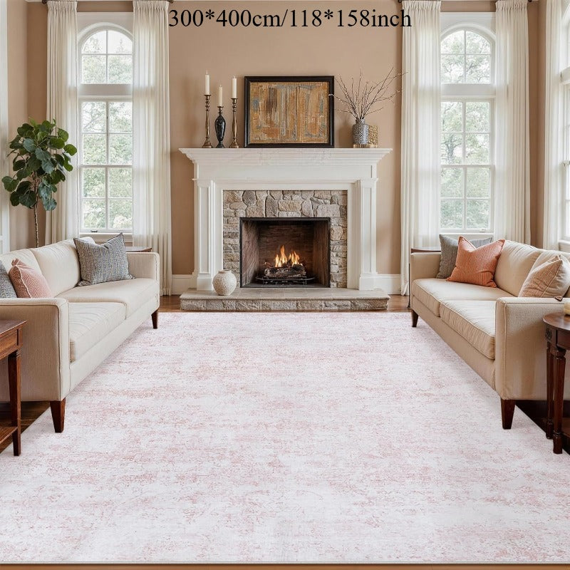 Extra Large Size Velvet at 850G Per Square Meter, Washable Vintage Area Rug for Living Room, Non-Slip Backing, Indoor Floor Mat, Non-Shedding Floral Low Pile Thin Carpet, Suitable for Bedroom, Dining Room, Home Office And Beige