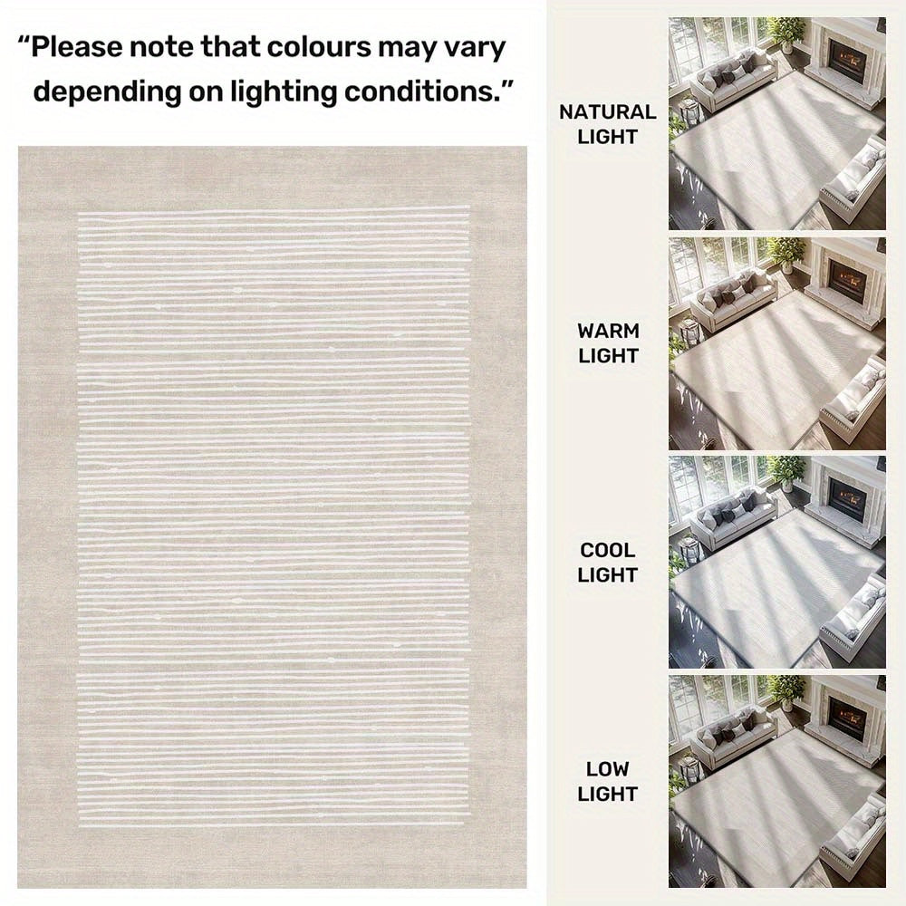 Velvet, Carpet, Home Decor, Minimalist, Cream-Style Three-Dimensional Gold-Patterned Carpet, Adds a Touch of Luxury to The Entrance, Adds Elegance And Lightness to The Game Room, with a Slightly Plastic Washable Backing Suitable for Indoor Use