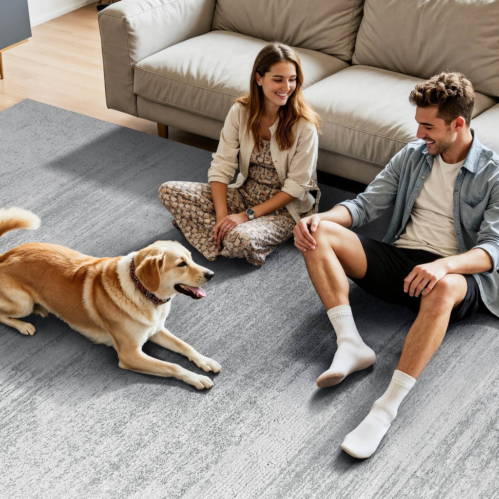 VEVOR Large Area Rug 10 x 14 ft Anti-Skid and Tear-Resistant Floor Mat Modern Gray