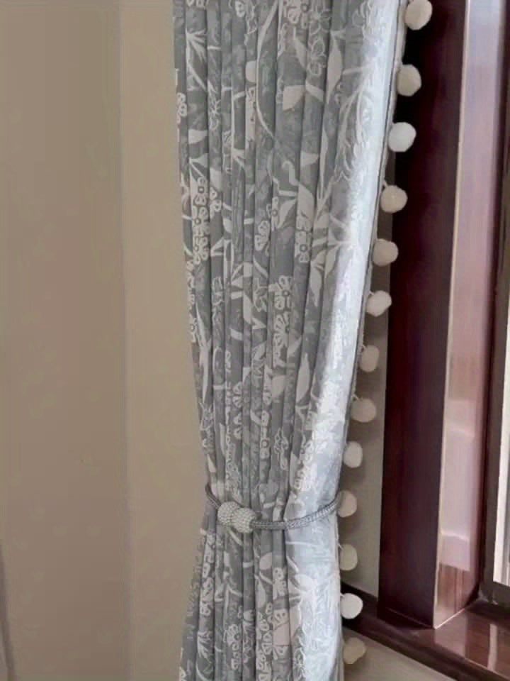 2pcs French Romantic Chenille Jacquard Flowers High Temperature Fixed Blackout Curtains for Living Room Bedroom Door Window Multi Functional Hook Northern Europe Curtain Bedroom Living Room Home Decor Fabric Partition Drapes