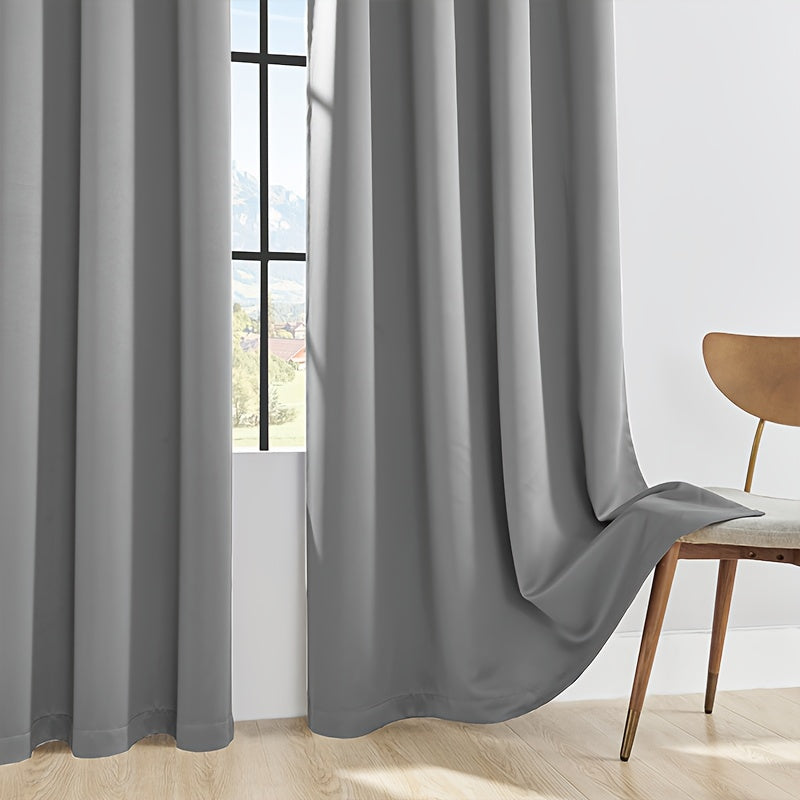 Living Room Bedroom Partition Divider 4-Pack Solid Thermal Blackout Curtains Double-Sided Top Grommet Hanging System
