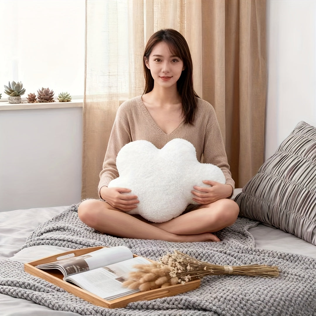 Large White Cloud-Shaped Plush Pillow Cushion - Oversized Grey & White Cloud Bed Sofa Couch Decor, Machine-Washable All-Season Stuffed Cushion with Soft Fill (20.87x14.57inch) for ' Room,,