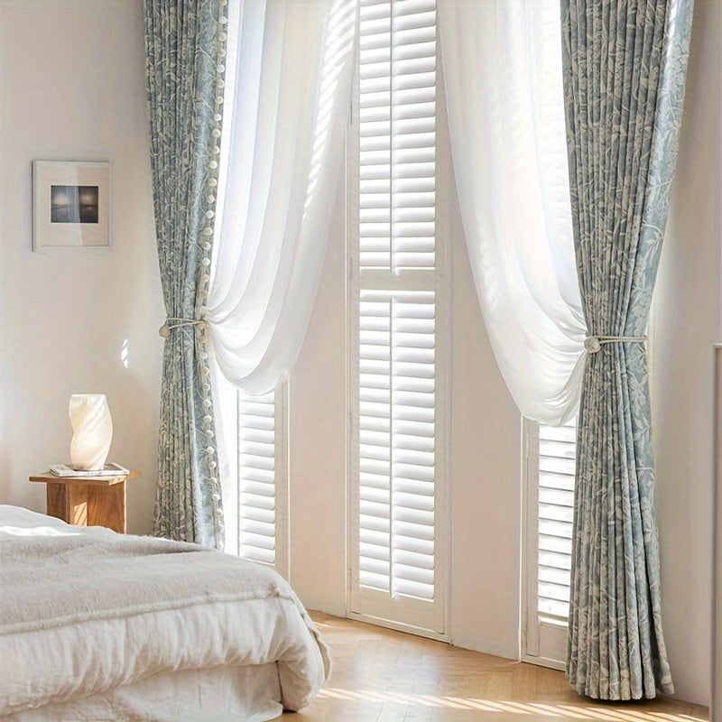 2pcs French Romantic Chenille Jacquard Flowers High Temperature Fixed Blackout Curtains for Living Room Bedroom Door Window Multi Functional Hook Northern Europe Curtain Bedroom Living Room Home Decor Fabric Partition Drapes