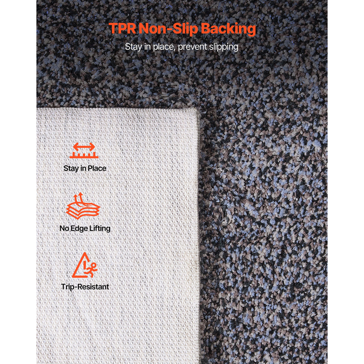 VEVOR Indoor Plush Area Rugs, 8 x 10 ft \u002F 9 x 12 ft Plush Carpet, Area Rugs Furry with Long Plushs Pile, Thick & Durable High-Pile Rug for High-Traffic Areas, Bedroom, Non-Shedding & Non-Slip Backing, Beige\u002FBlue-Gray