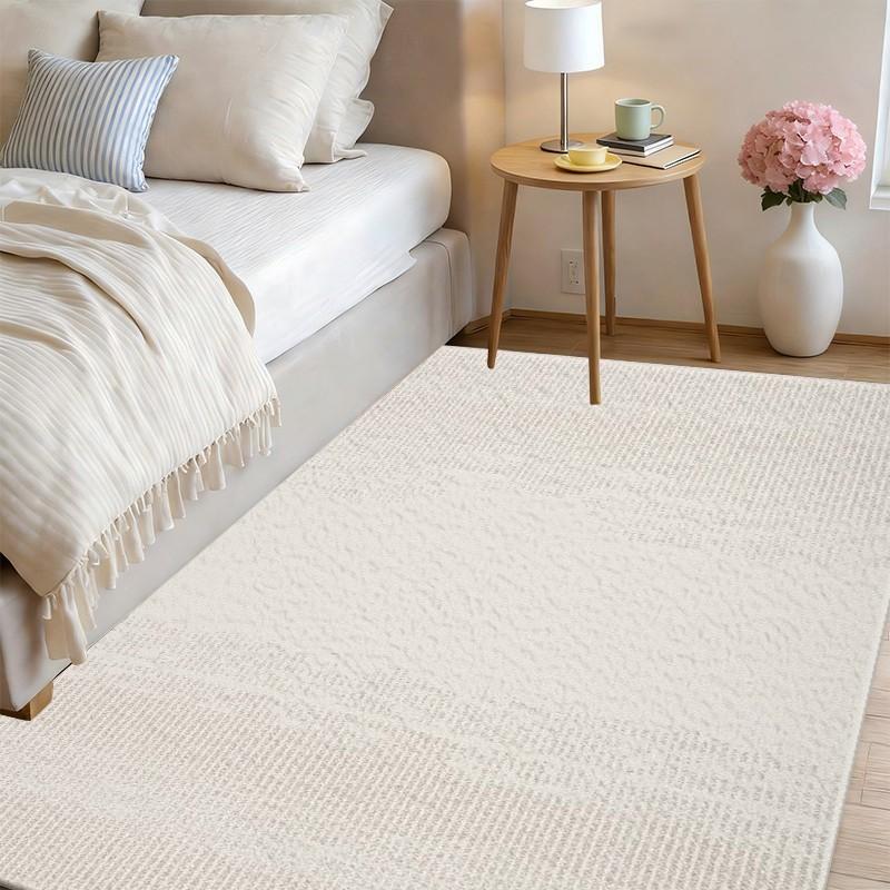 Large Modern Neutral-Toned Striped Suitable for Living Room, Bedroom, Office Rug - Handmade Large with Backing, Machine Washable Soft Neutral Striped, Jumbo Sizes for Hallway, Dining Room, Entryway Decor