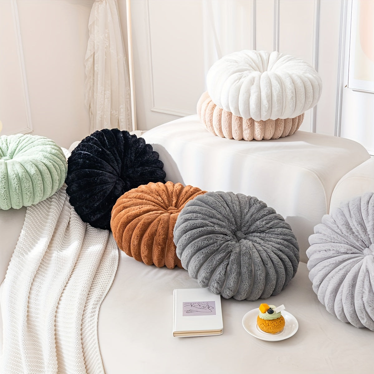 2pcs Fluffy And Comfortable Round Throw Pillows, Washable, with Filler, Living Room Home Decor, Comfortable Modern Home Decoration Pillowcase, for Sofa Sofa Bed House Farmhouse Decoration