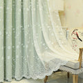 1Panel Nordic Minimalist Embroidered Floral Fabric Sheer Curtain, Top Loop Hanging, Resistant, Room Darkening, Suitable for Living Room, Bedroom, Balcony, Kitchen, Curtain Decoration
