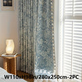 2pcs French Romantic Chenille Jacquard Flowers High Temperature Fixed Blackout Curtains for Living Room Bedroom Door Window Multi Functional Hook Northern Europe Curtain Bedroom Living Room Home Decor Fabric Partition Drapes