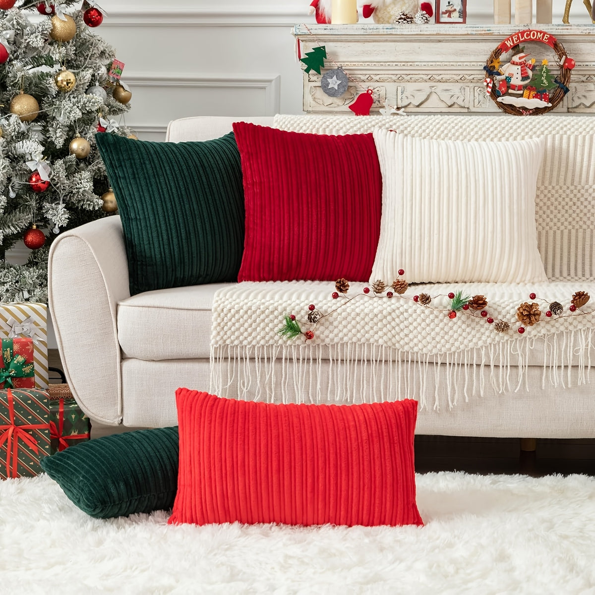 1\u002F2 Set of Mother And Striped Pillows, Corduroy Striped Pillows with High-Quality 3D Filling - Suitable for Sofas, Bedrooms, And Cars. Multi-Functional Machine Washable Decorative Pads with Multiple Sizes And Colors to Choose from