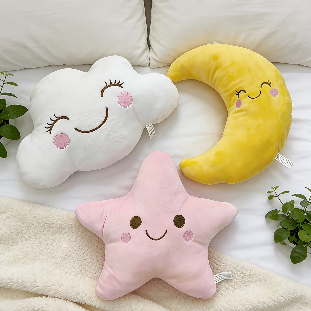 3pcs Cloud, Pillows | Polyester, Machine Washable, Multipurpose Use, Modern Style, All-Season