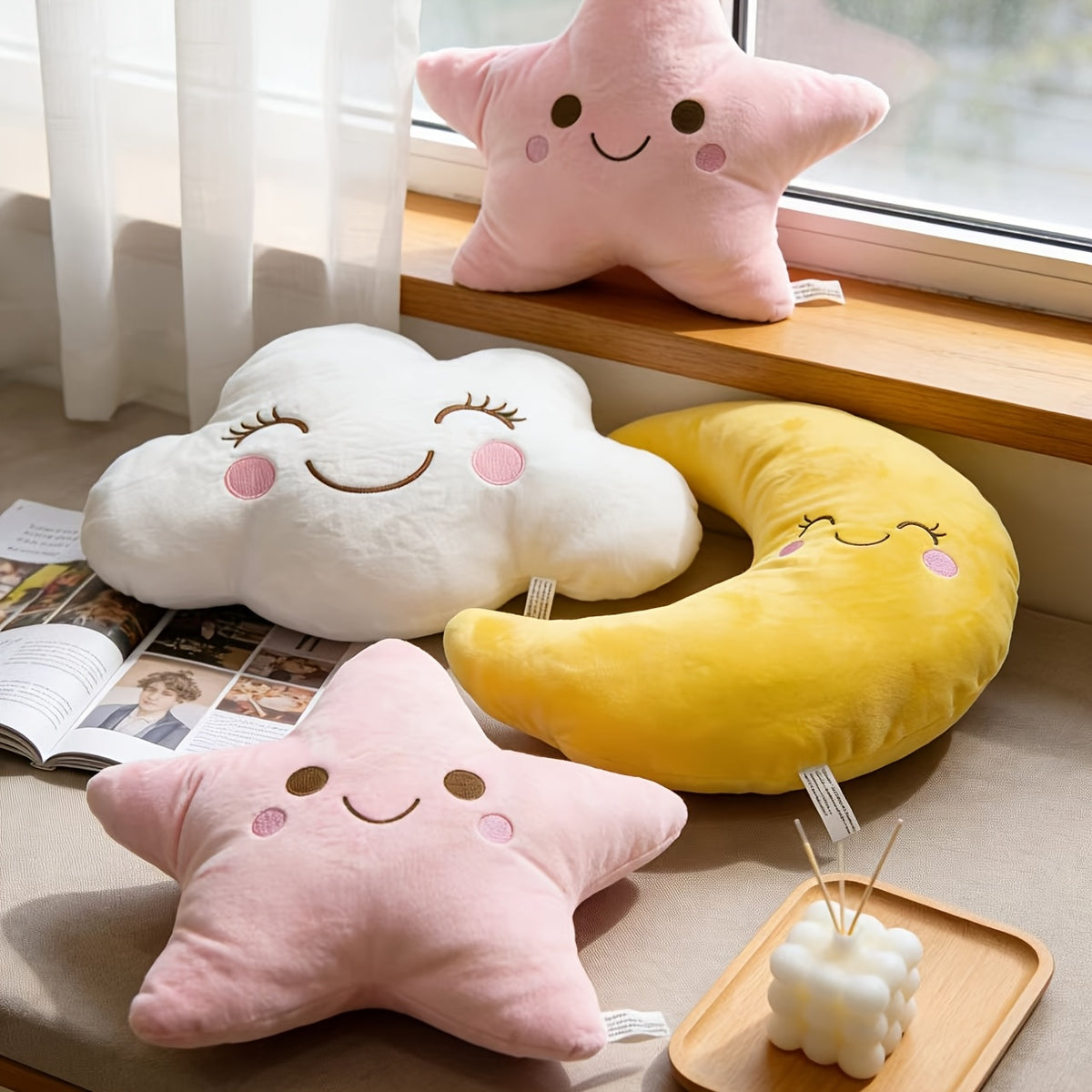 3pcs Cloud, Pillows | Polyester, Machine Washable, Multipurpose Use, Modern Style, All-Season