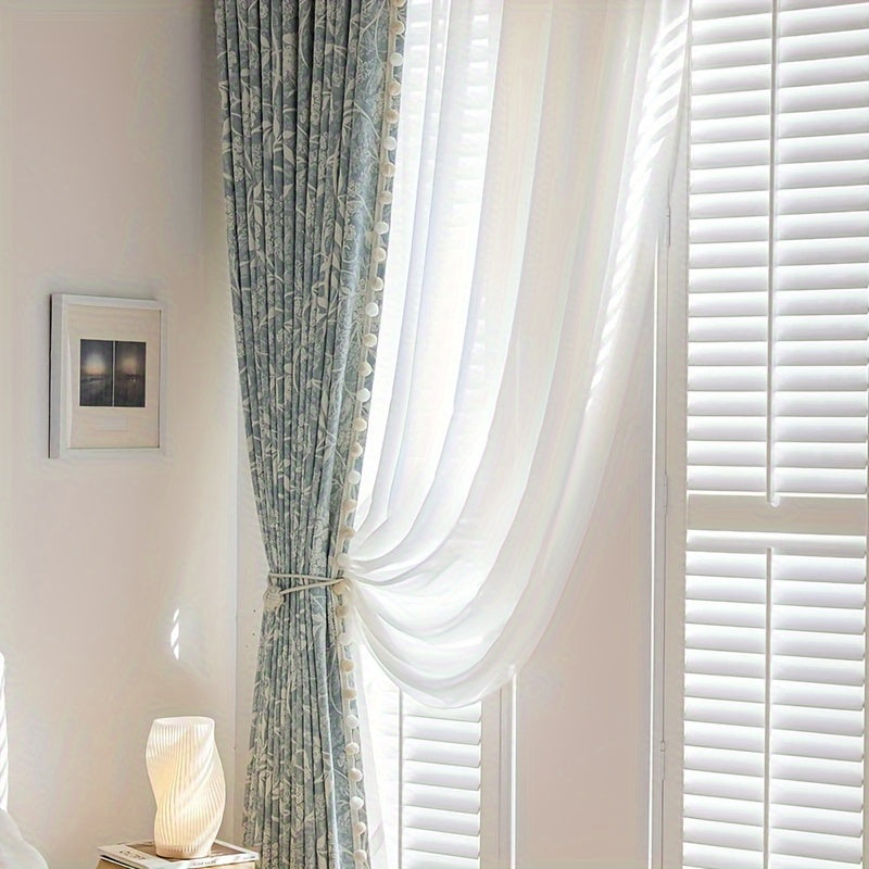 2pcs French Romantic Chenille Jacquard Flowers High Temperature Fixed Blackout Curtains for Living Room Bedroom Door Window Multi Functional Hook Northern Europe Curtain Bedroom Living Room Home Decor Fabric Partition Drapes