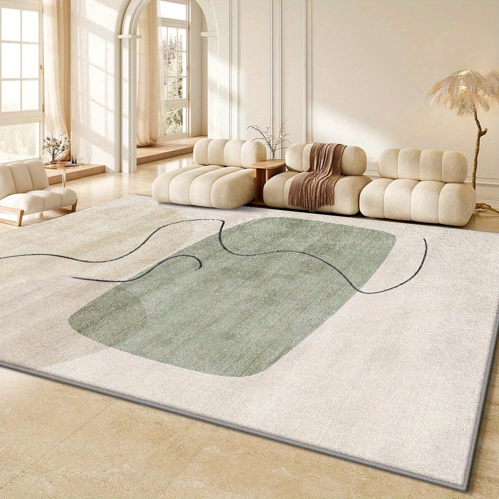 Cream-Style Green Abstract Living Room Rug, Minimalist Sofa And Coffee Table Mat, Home Floor Mat Suitable for Living Rooms, Bedrooms, Dining Rooms, Offices, Coffee Shops, Game Rooms, Hotels, And Pet Rooms As a Home Decor Rug