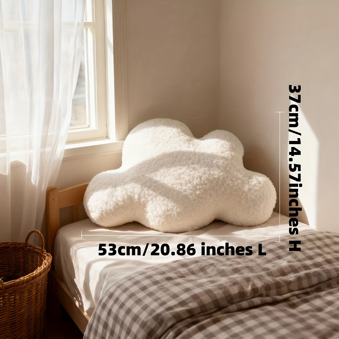 Large White Cloud-Shaped Plush Pillow Cushion - Oversized Grey & White Cloud Bed Sofa Couch Decor, Machine-Washable All-Season Stuffed Cushion with Soft Fill (20.87x14.57inch) for ' Room,,