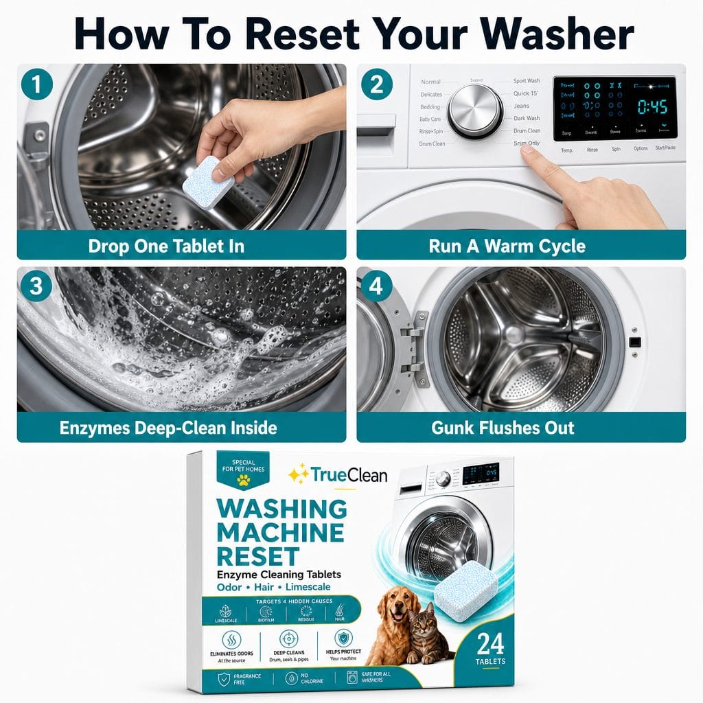TrueClean Washing Machine Reset — Enzyme Cleaning Tablets
